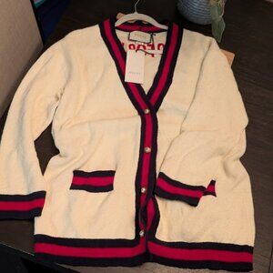 Gucci Cream Cardigan with Red and Black Accents